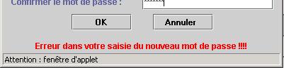 Erreur de Saisie du Mot de Passe